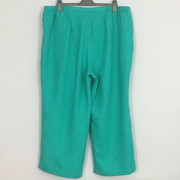 Jessica London Womens Plus Size 24P Teal 100% Polyester Elastic Waist Trousers - Picture 4 of 8